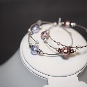 Elegant Silver and Purple Beaded Bracelet